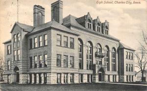 CHARLES CITY, IA Iowa    HIGH SCHOOL    Floyd County    1910 B&W Postcard