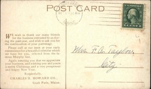 South Paris Maine Advertising Overprint Charles Howard Store Ship Postcard