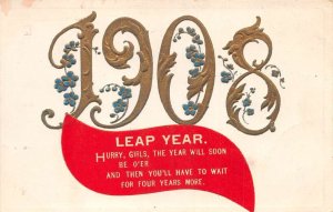 Leap Year Greetings 1908 Year Date Vintage Postcard AA83131