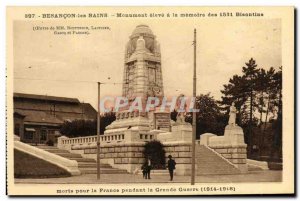 Old Postcard Besancon les Bains high monument to the memory of the 1531 Besan...