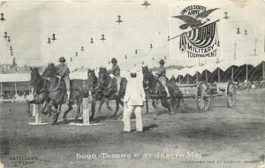 1908 Postcard US Army Military Tournament St. Joseph MO Artillery Contest Horses