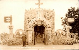 Real Photo Postcard Front View and Builder in Dickeyville, Wisconsin~134772