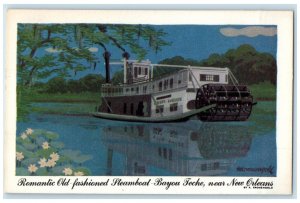 c1930's Old-Fashioned Steamboat Bayou Teche Near NewOrleans LA Postcard