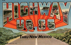 New Mexico Highway US 85 Large Letter Greetings Linen Vintage Postcard