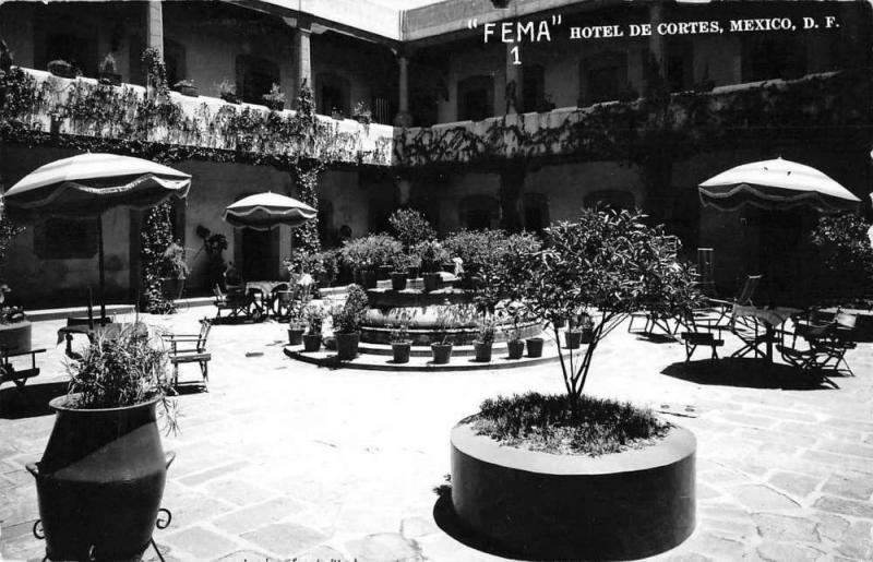 Mexico City Mexico Hotel de Cortes Courtyard Real Photo Postcard JA4741577