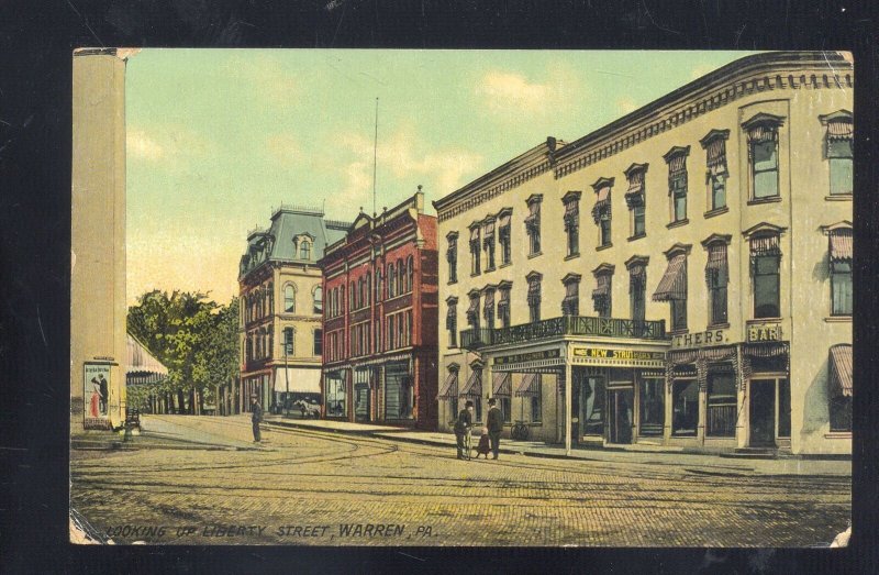 WARREN PENNSYLVANIA PA. DOWNTOWN LIBERTY STREET SCENE VINTAGE POSTCARD