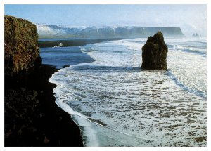 Postcard Iceland View from Dyrh�laey - Reynisdrangar rock paillars in background