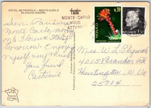 Monte Carlo Monoco 1978 Continental Postcard Hotel Metropole Pool