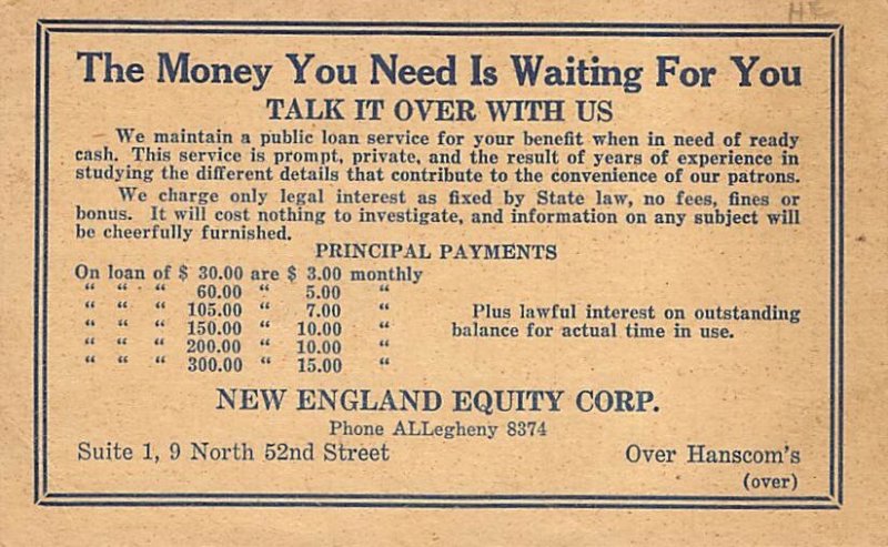 New England Equity Corporation  Philadelphia, Pennsylvania PA