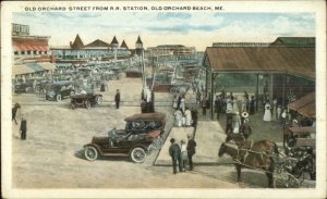 Old Orchard Beach ME Street From RR Train Station c1920 Postcard