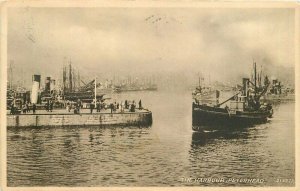 UK Ships 1930s Harbour Peterhead #213777 Sepia type Valentine Postcard 21-8811