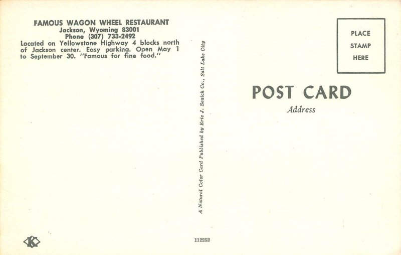 Wagon Wheel Restaurant Jackson Hole Wyoming postcard