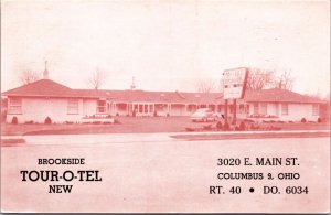 Postcard Brookside Tour-O-Tel Motel 3020 E Main Street in Columbus, Ohio