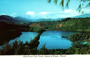 CONTINENTAL SIZE POSTCARD MENEHUNE FISH POND ISLAND OF KAUAI HAWAII STAMPED