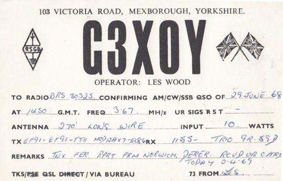 Mexborough Yorkshire Amateur Radio Station to Norwich QSL 1960s Postcard