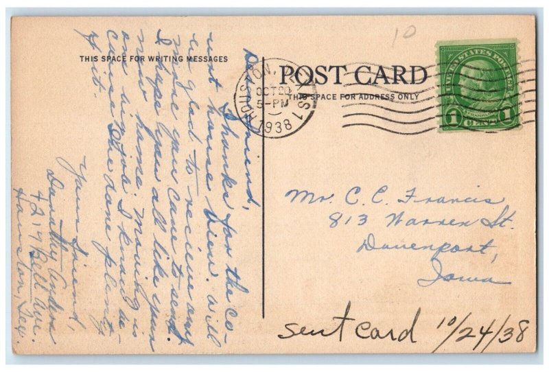 1938 Jefferson Davis Hospital Out Patient Ward Bldg. Houston Texas TX Postcard