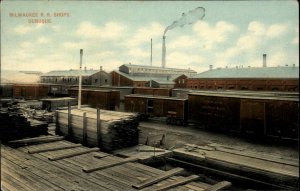 Dubuque Iowa IA Milwaukee Railroad Shops Train Station c1910 Postcard