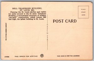 Vtg St Louis Missouri MO Bell Telephone Building 1940s Linen View Postcard