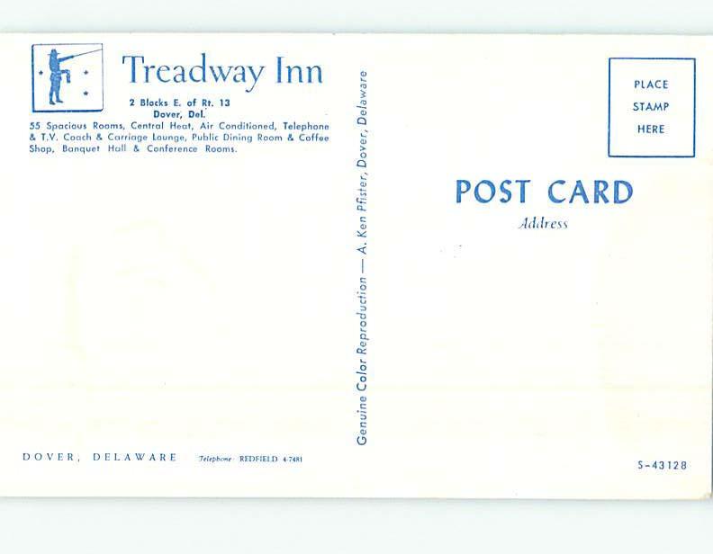 Pre-1980 TREADWAY MOTEL Dover Delaware DE M4997