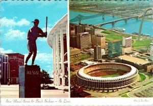 St Louis, MO Missouri BUSCH STADIUM/Baseball & Sam Musial Statue 4X6 Postcard