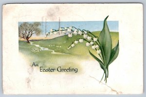 An Easter Greeting, Lily Of The Valley, Rural Scene, 1916 Fairman Postcard