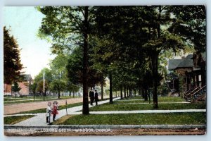 Windsor Ontario Canada Postcard Ouellette Avenue Looking South c1910