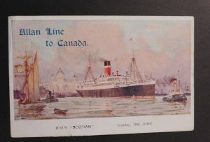 Mint Ship Postcard Allan Line to Canada R.M.S. Scotian