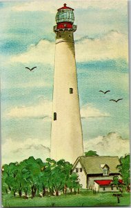 Cape May Lighthouse, NJ, Artist Mabel Burr Vintage Postcard E76