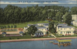 Clearwater Beach Florida FL The Coral Hotel Linen Vintage Postcard