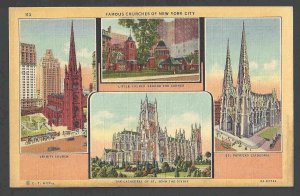 Ca 1934 PPC* Famous Churches St Patricks St John Etc Multi-View NYC Mint
