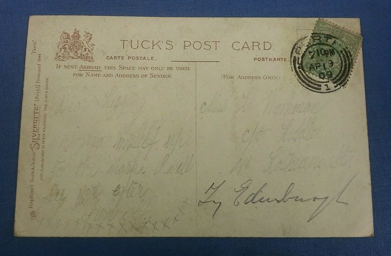 Vintage Tucks Postcard General View Of Perth Scotland  Postmarked 1909 E1