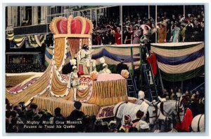 c1940 Rex Mighty Mardi Gras Monarch Pauses Toast His Queen Louisiana LA Postcard