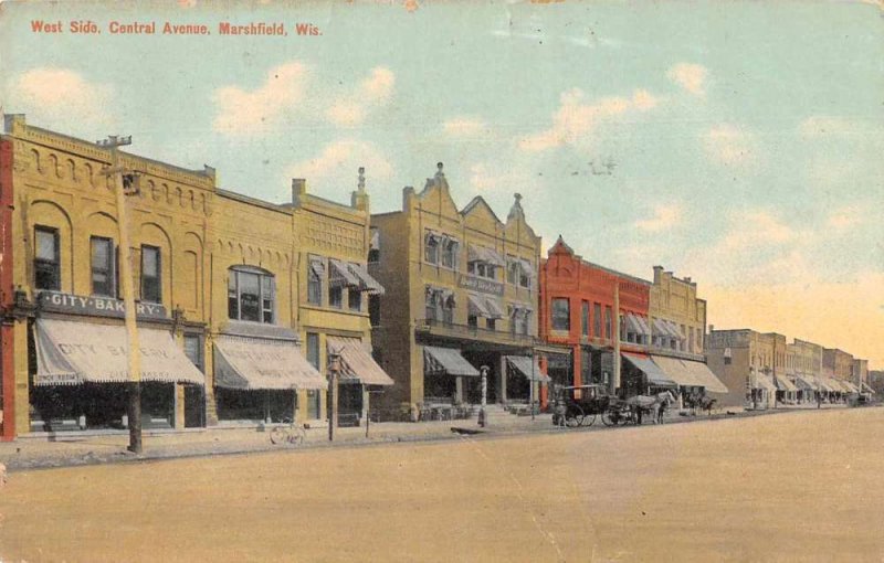 Marshfield Wisconsin West Side Central Avenue Vintage Postcard JI658202