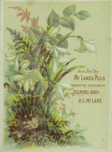 1882 McLane's Pills Chas. E. Lamb Willinks Tobacco Cigars Victorian Card P116