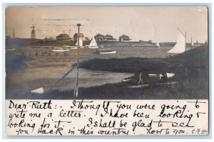 1905 Sailboat Residence Windmill View Cape Cod Hyannis MA RPPC Photo Postcard 