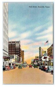 AMARILLO, TX Texas ~ POLK STREET Scene Paramount THEATRE  c1930s  Cars Postcard