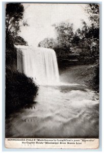 Minnehaha Falls Hiawatha Burlington Route Mississippi River Scenic Line Postcard 