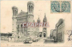 Old Postcard Lyon Notre Dame de Fourviere The Facade