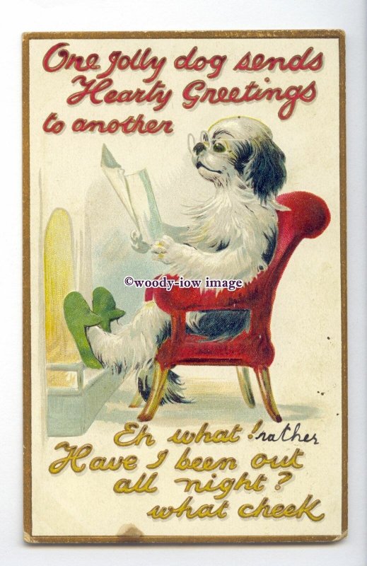 GR0022 - One Jolly Dog sends Greetings to another, Dog Reading! No.58 - postcard