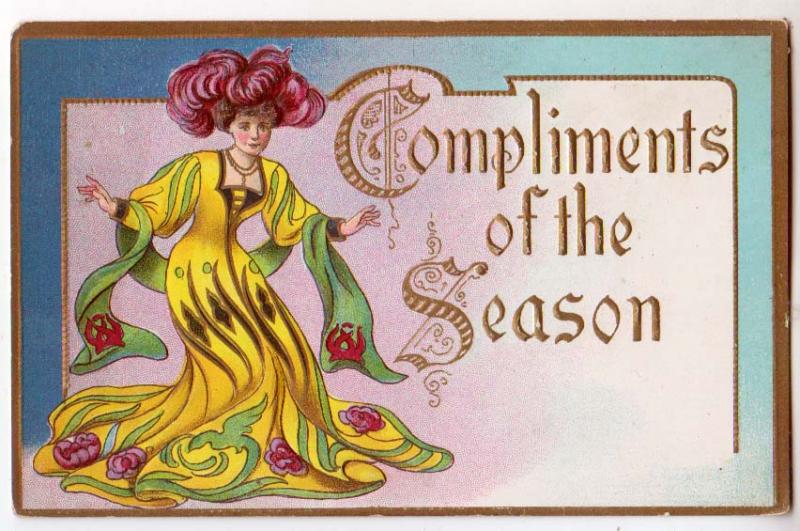 Compliments of the Season / Art Nouveau Lady