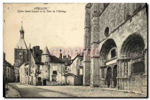 Old Postcard Avallon Church of Saint Lazarus And The Tower From & # 39Horloge