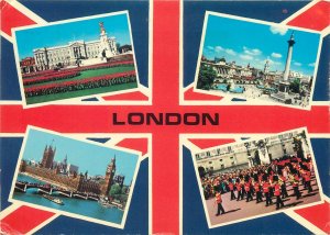 souvenir Post card England London several aspects and sites UK flag