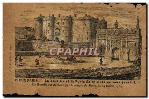 Old Postcard Old Paris Bastille and La Porte Saint Antoine Under Henry II