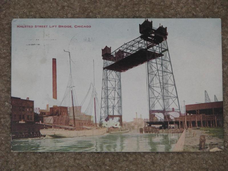 Halsted Street Lift Bridge, Chicago, Ill., used vintage card