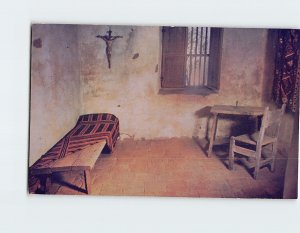 Postcard Interior of Restored Cell Where Padre Serra Died Carmel Mission CA USA