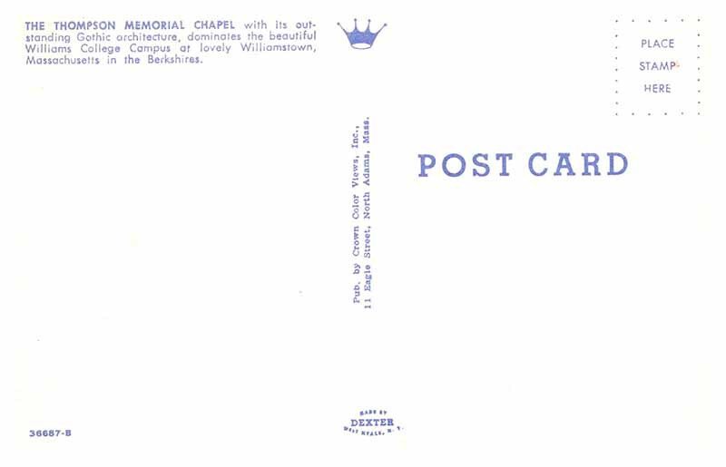 Postcard CHURCH SCENE Williamstown Massachusetts MA AP0041