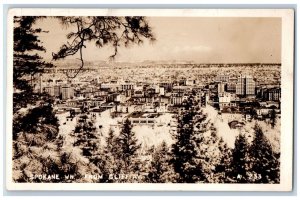 Spokane Washington WA Postcard RPPC Photo From Cliff Avenue Aerial View 1948