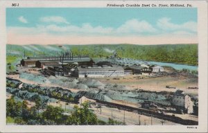 Postcard Pittsburgh Crucible Steel Co Plant Midland PA