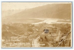 1928 Aerial Birds Eye View River Mountain View Lewiston ID RPPC Photo Postcard