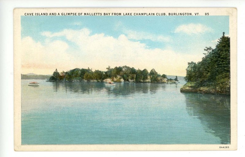 VT - Burlington. Malletts Bay & Cave Island from Lake Champlain Club